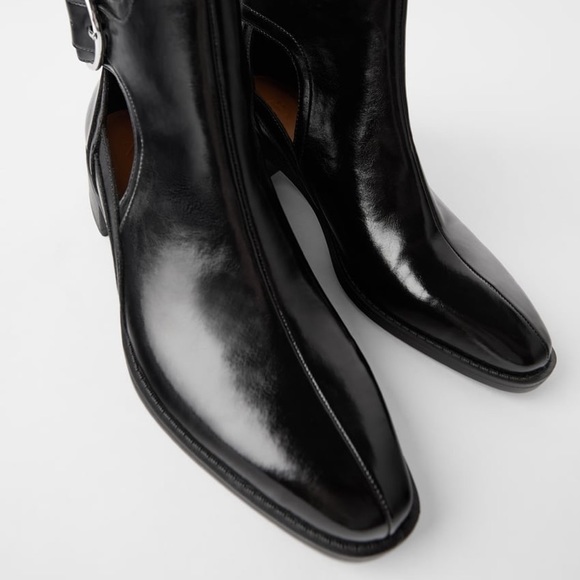 LOW -HEEL CUT-OUT ANKLE BOOTS WITH BUCKLE DETAIL - Picture 4 of 8